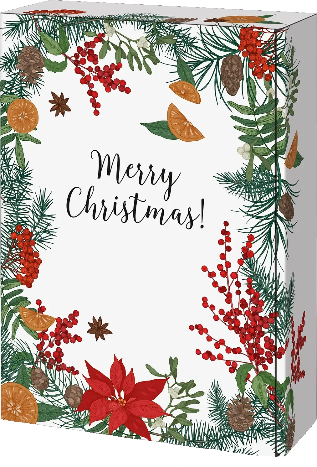 Bild:  Abbildung zeigt das Produkt Weihnachtlicher Geschenkkarton "Merry Christams" für 3 Flaschen