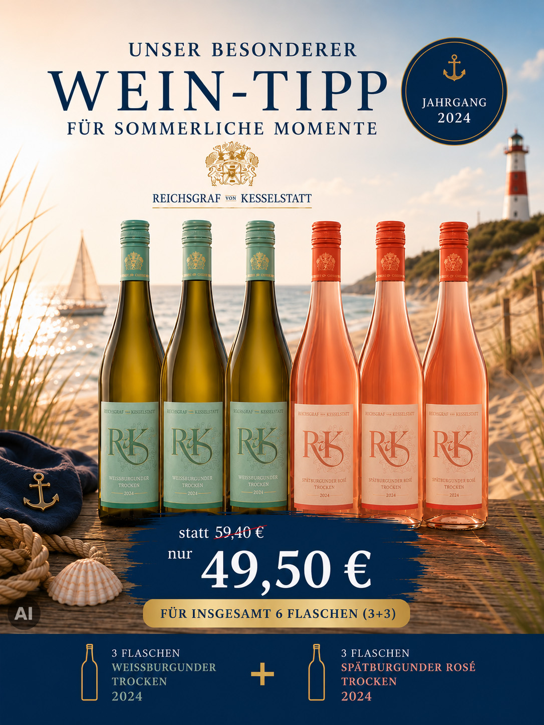 Foto: Abbildung zeigt das Produkt RvK Spätburgunder Rosé & Weissburgunder trocken